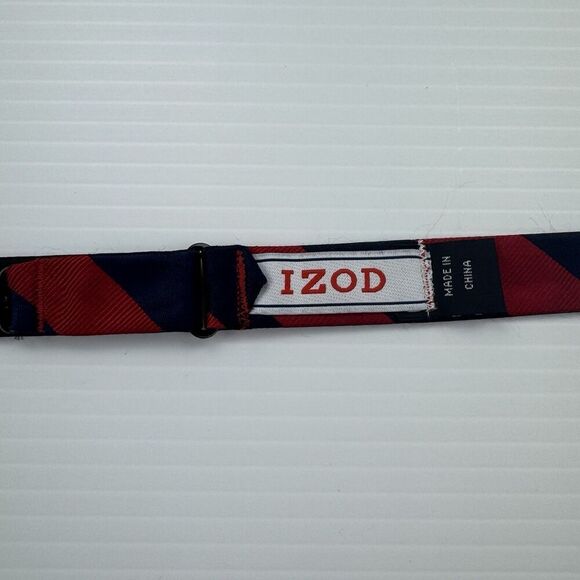 IZOD Men’s Bow Tie Red and Navy Blue Striped Adjustable - Picture 2 of 6
